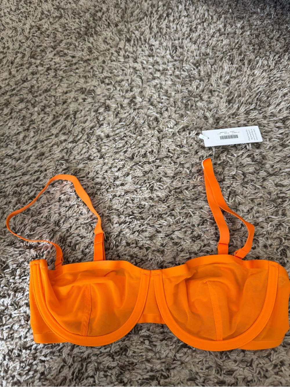 Brand New Cuup Balconnette bra in orange Mesh